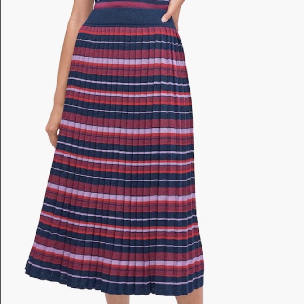 Kate Spade striped pleated skirt size Medium blue midi metallic
Banded waist